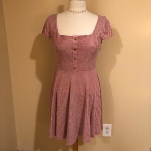 Miami Cinnamon Print  Front Button Dress Sz M EUC